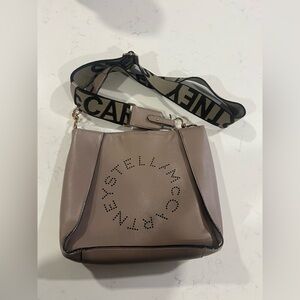 Stella McCartney Beige Shoulder Bag with Logo Strap